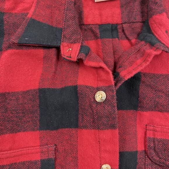 Field and Stream Shirt Men's XL Tall Heavy Flannel Red Black Plaid Button Up - Picture 3 of 10
